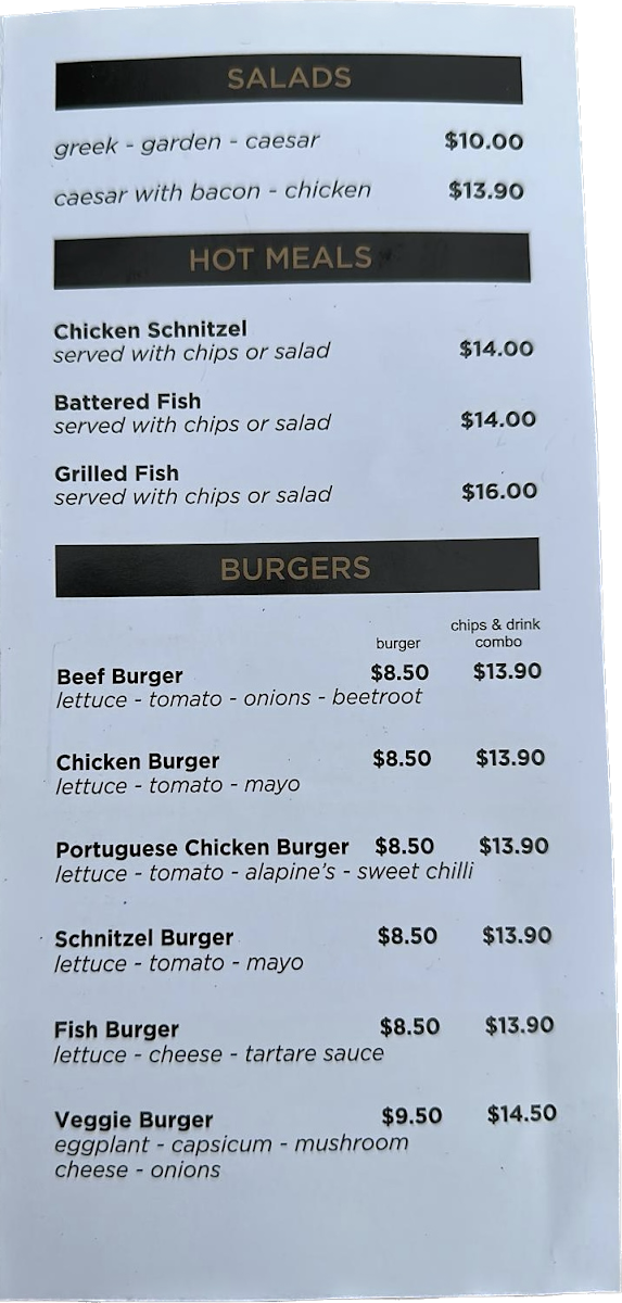 Menu, Peanut Café