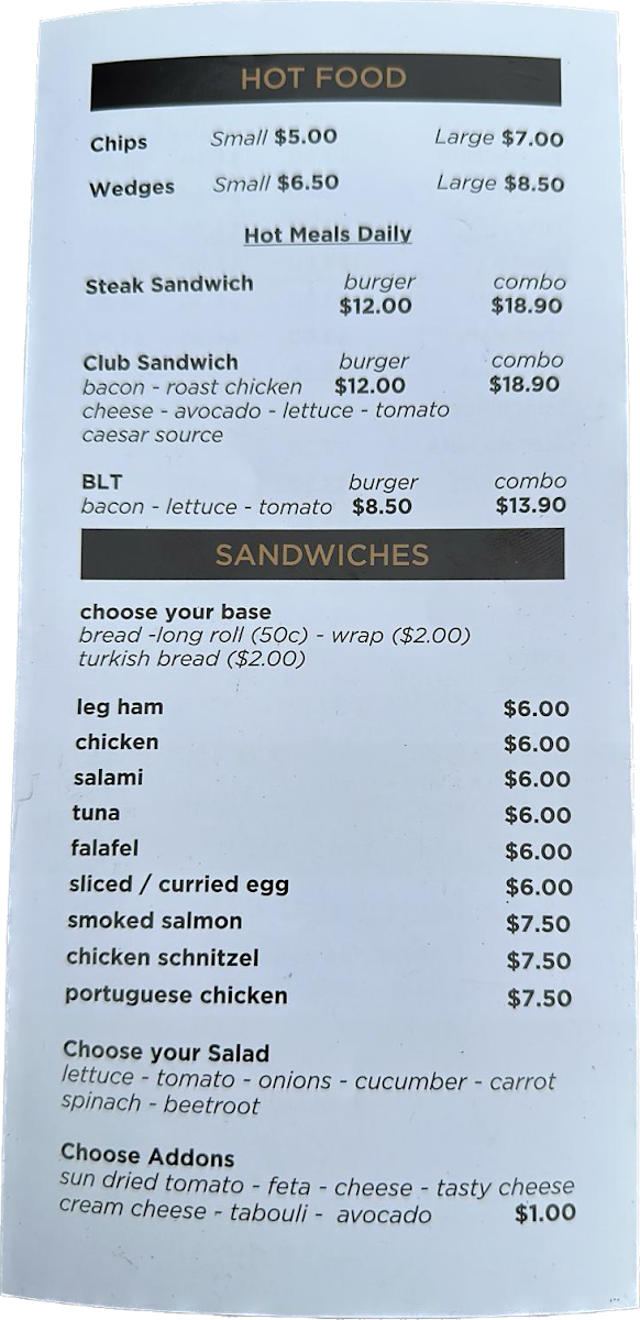 Menu, Peanut Café