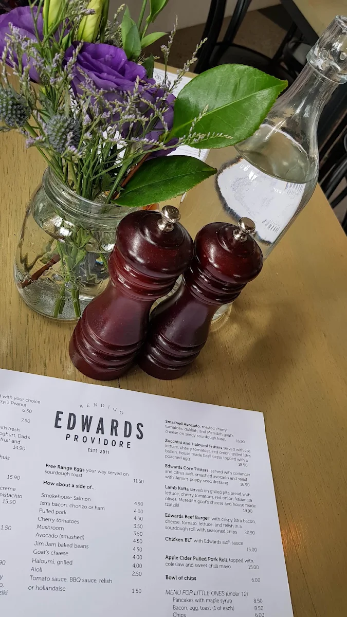 Menu, Edwards Providore