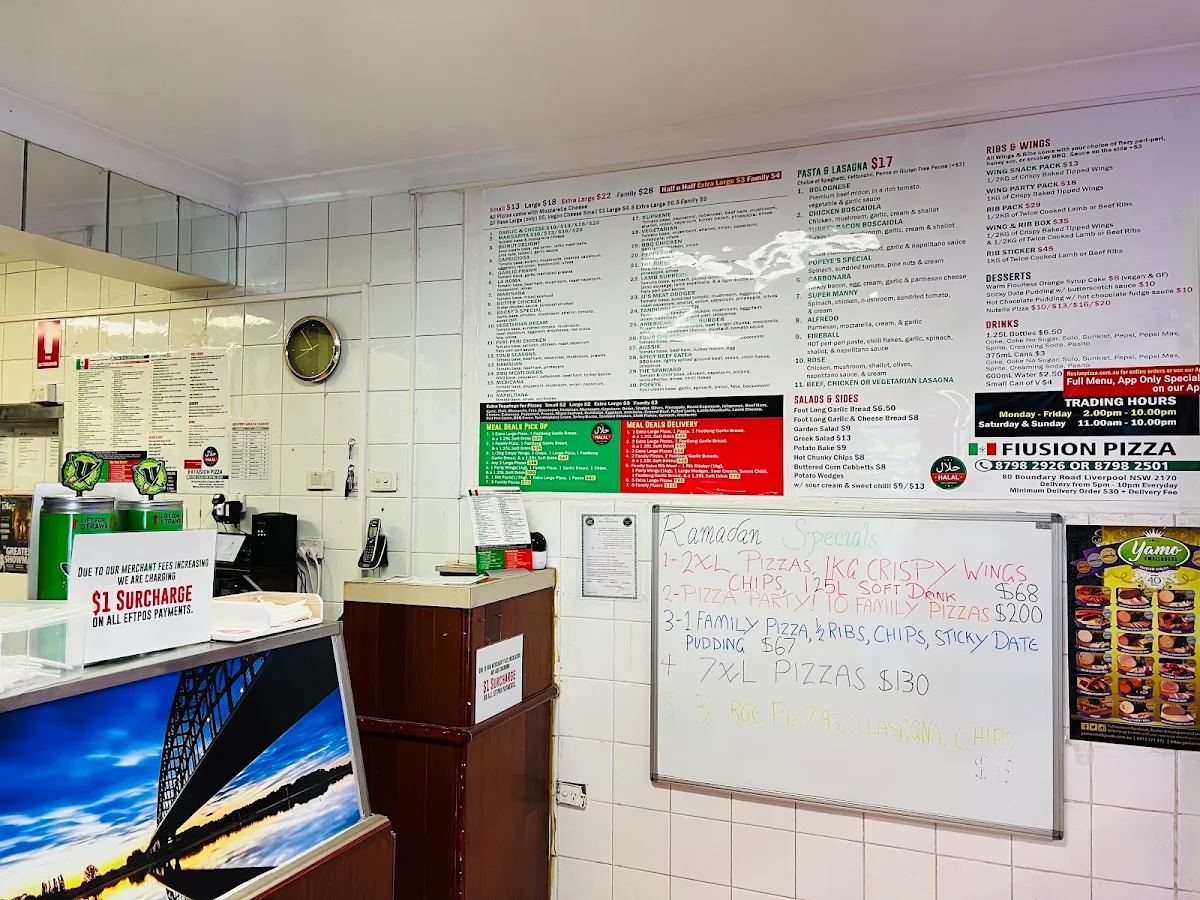Menu, Fiusion Pizza & More Liverpool