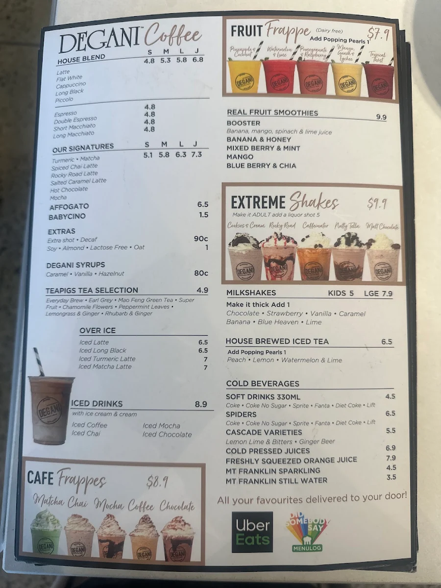 Menu, Degani