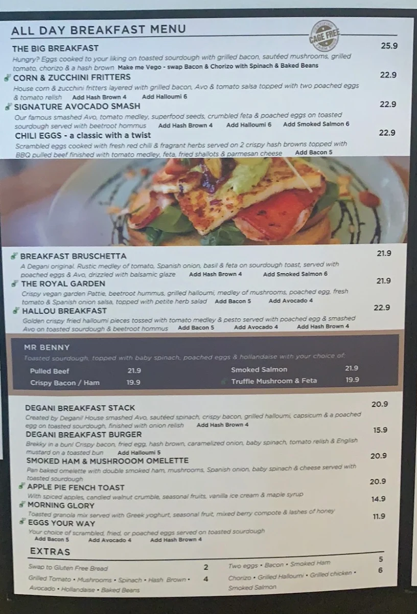 Menu, Degani