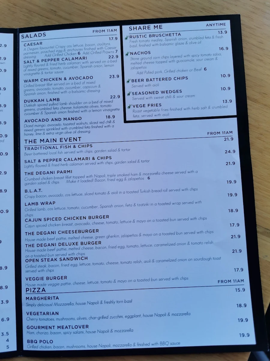 Menu, Degani
