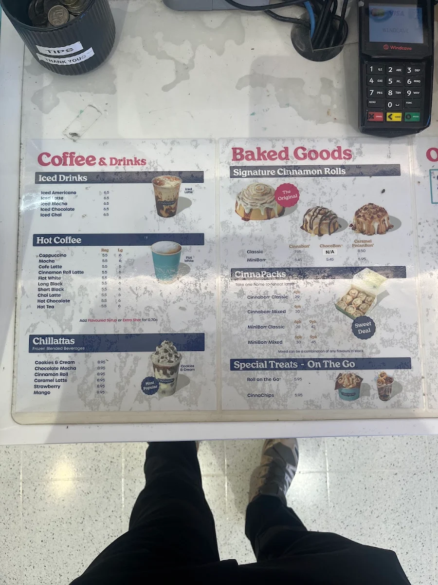 Menu, Cinnabon Pacific Fair