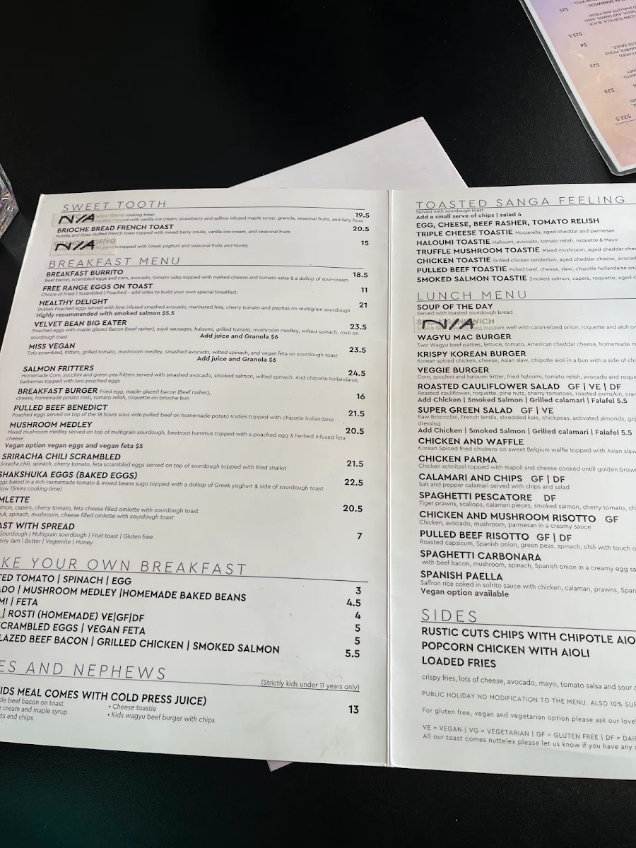 Menu, Velvet Bean Altona