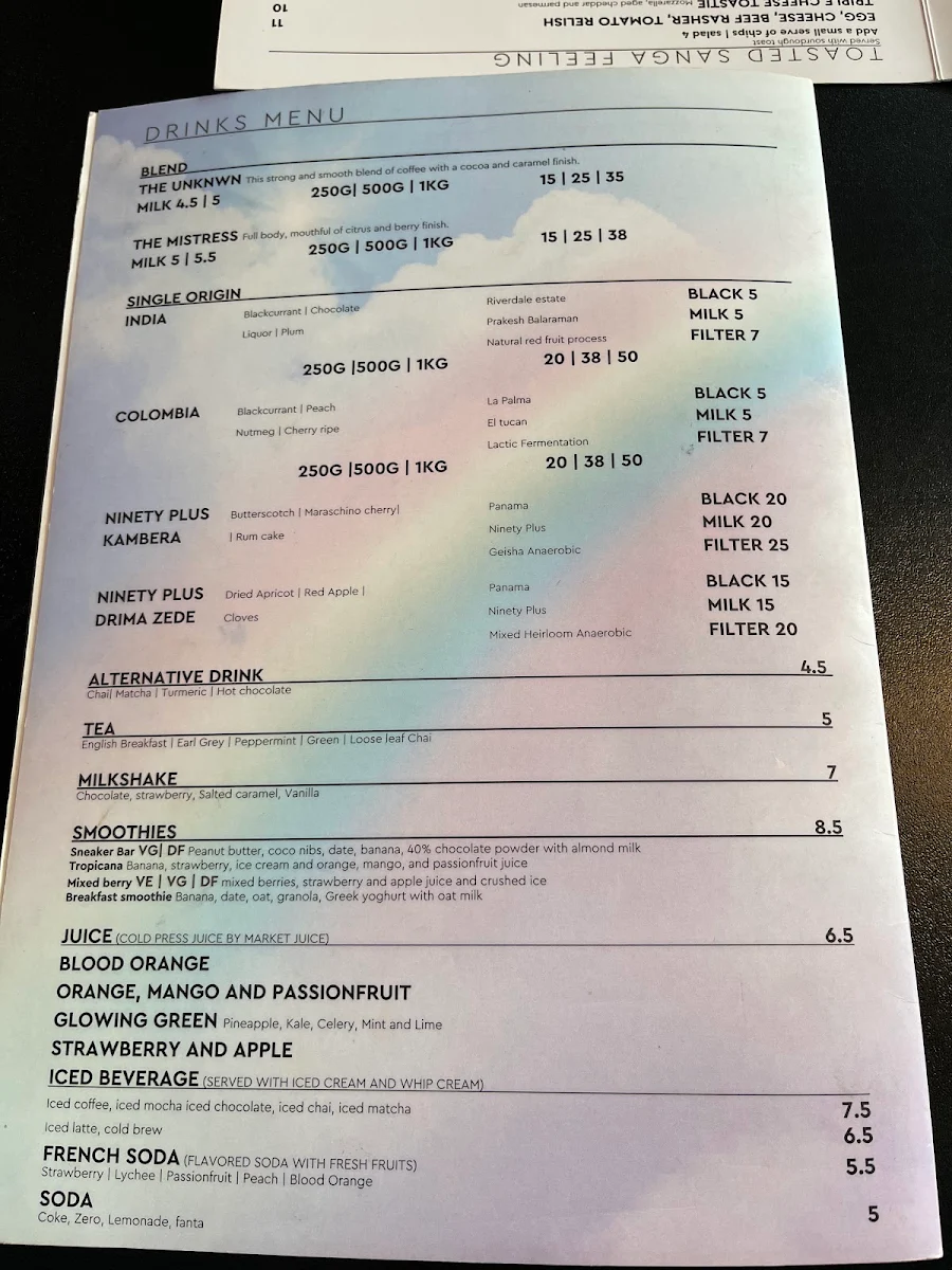 Menu, Velvet Bean Altona