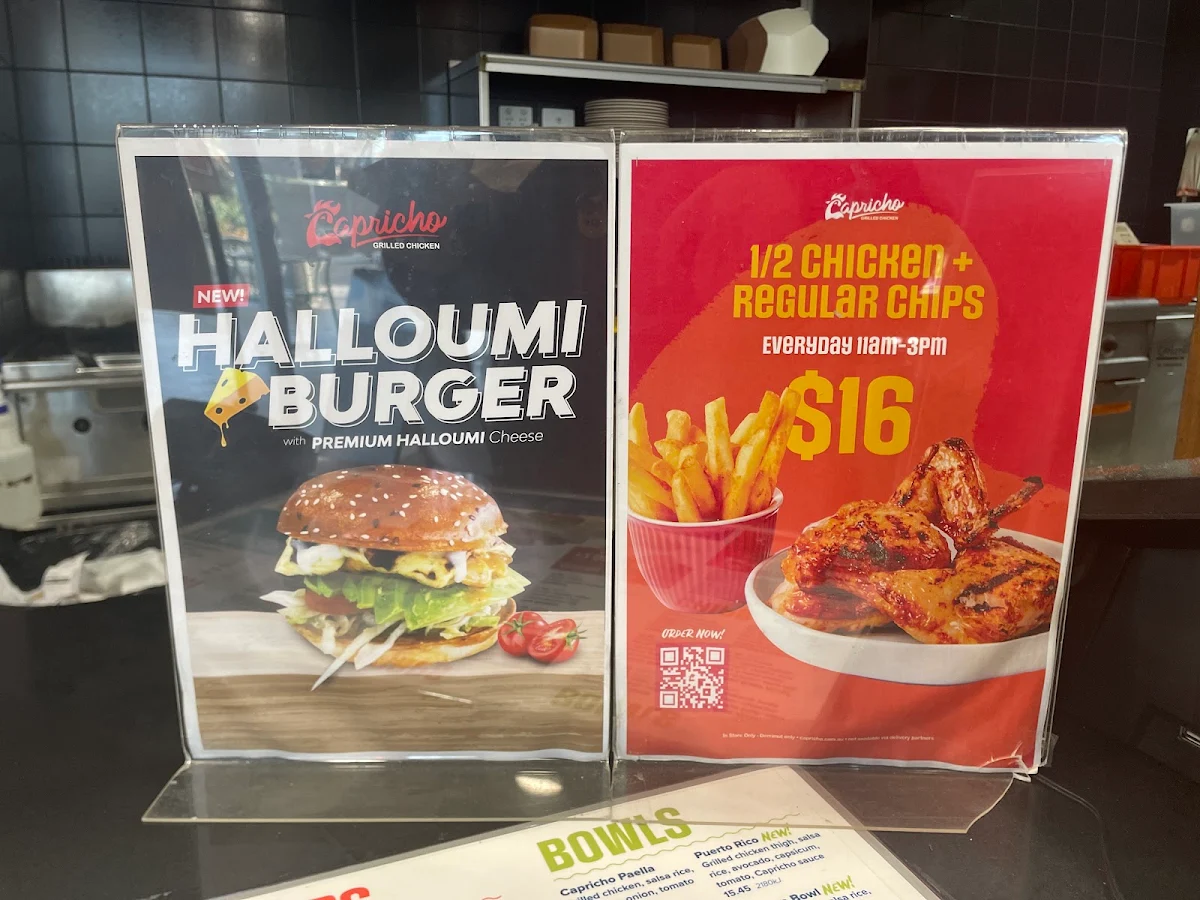 Menu, Capricho Grilled Chicken - Derrimut