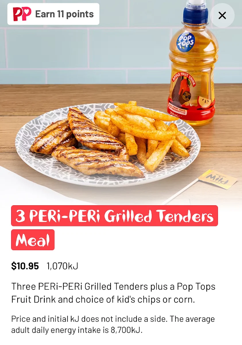 Menu, Nando's William St