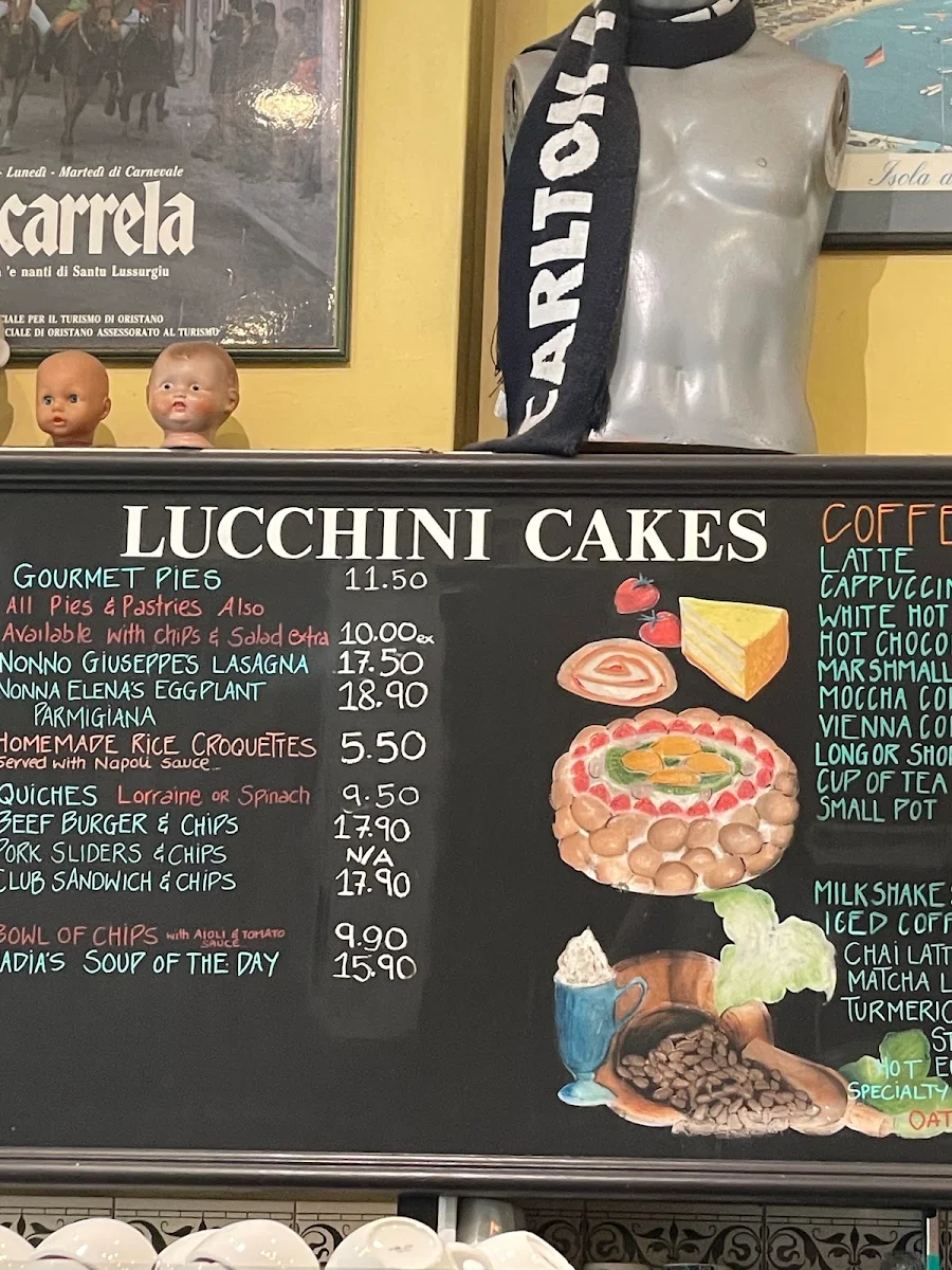 Menu, Lucchini Cakes & Cafe