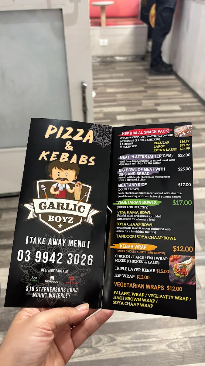 Menu, Garlicboyz Pizza & Kebab - Mount Waverley