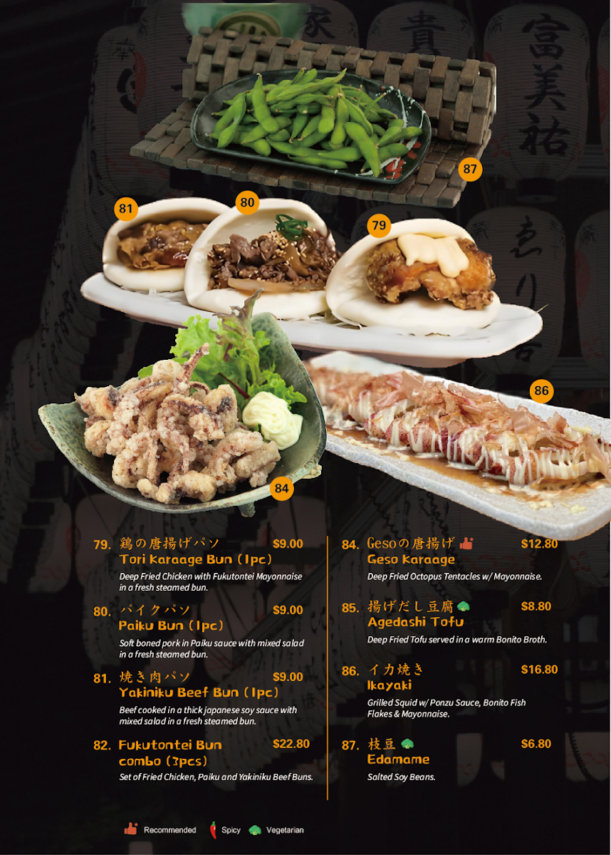 Menu, Fukutontei Ramen Werribee
