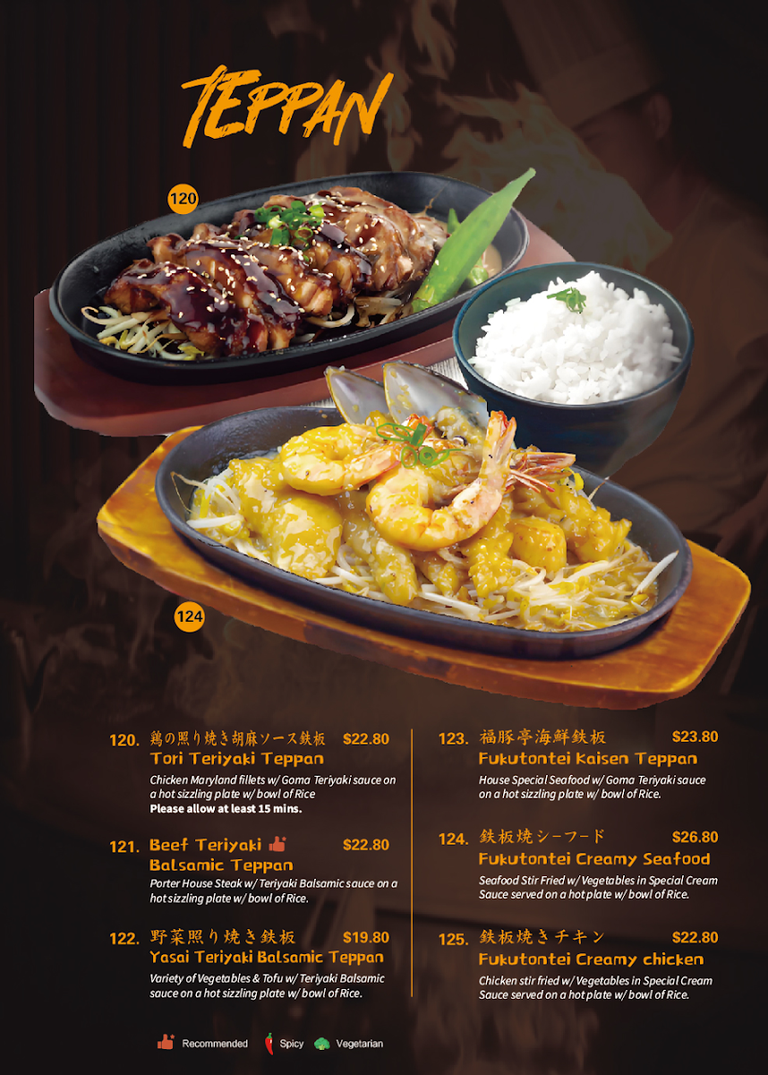 Menu, Fukutontei Ramen Werribee