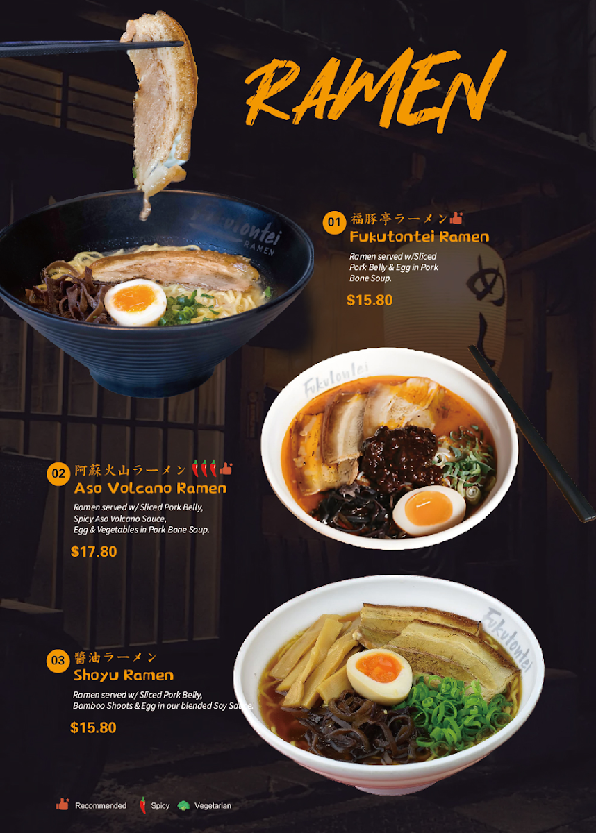 Menu, Fukutontei Ramen Werribee