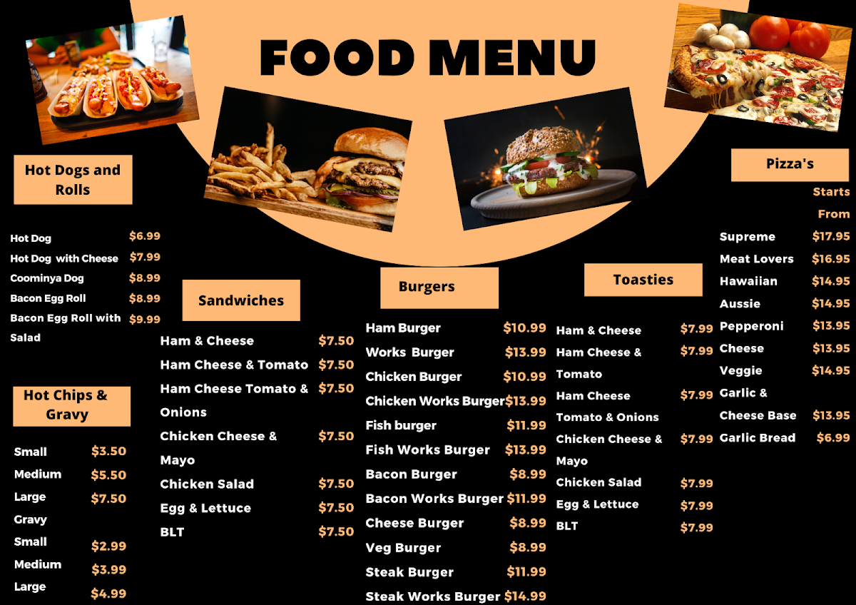 Menu, Coominya Super Store Fuel & Cafe
