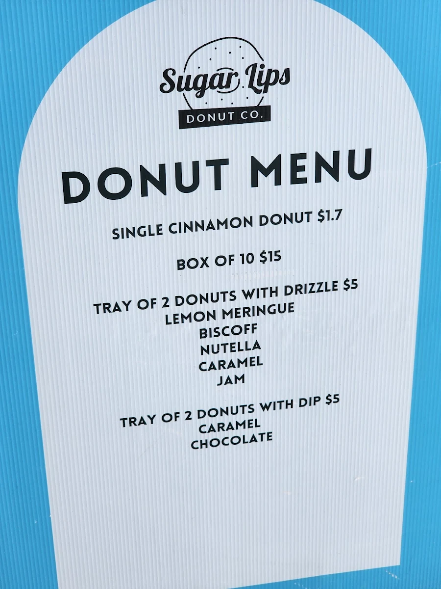 Menu, Sugar Lips Donut Co.