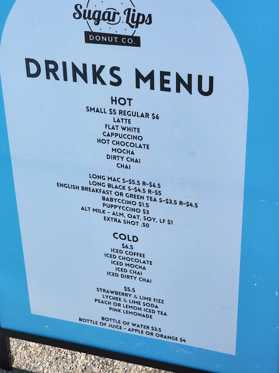 Menu, Sugar Lips Donut Co.
