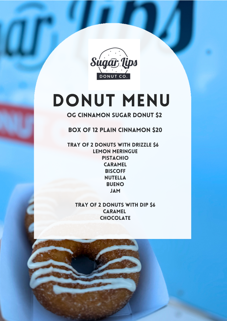 Menu, Sugar Lips Donut Co.