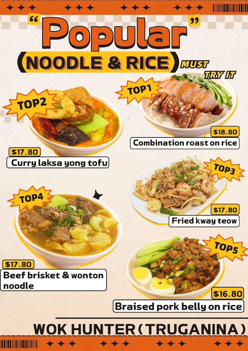 Menu, Wok Hunter Truganina