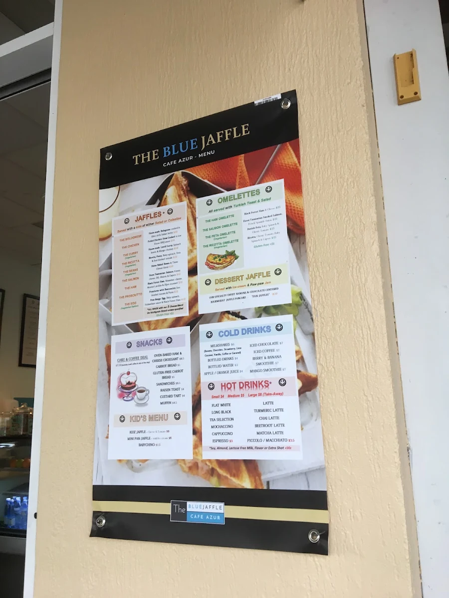 Menu, Cafe Azur