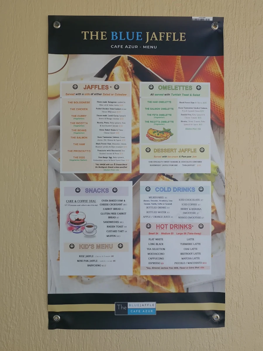 Menu, Cafe Azur