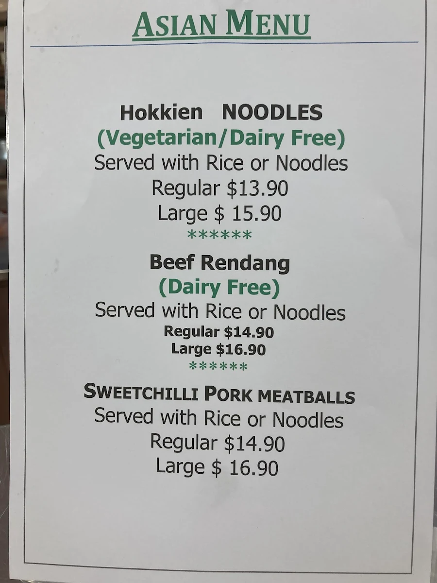 Menu, Zouki Westmead