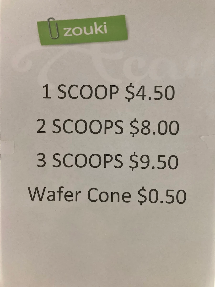 Menu, Zouki Westmead