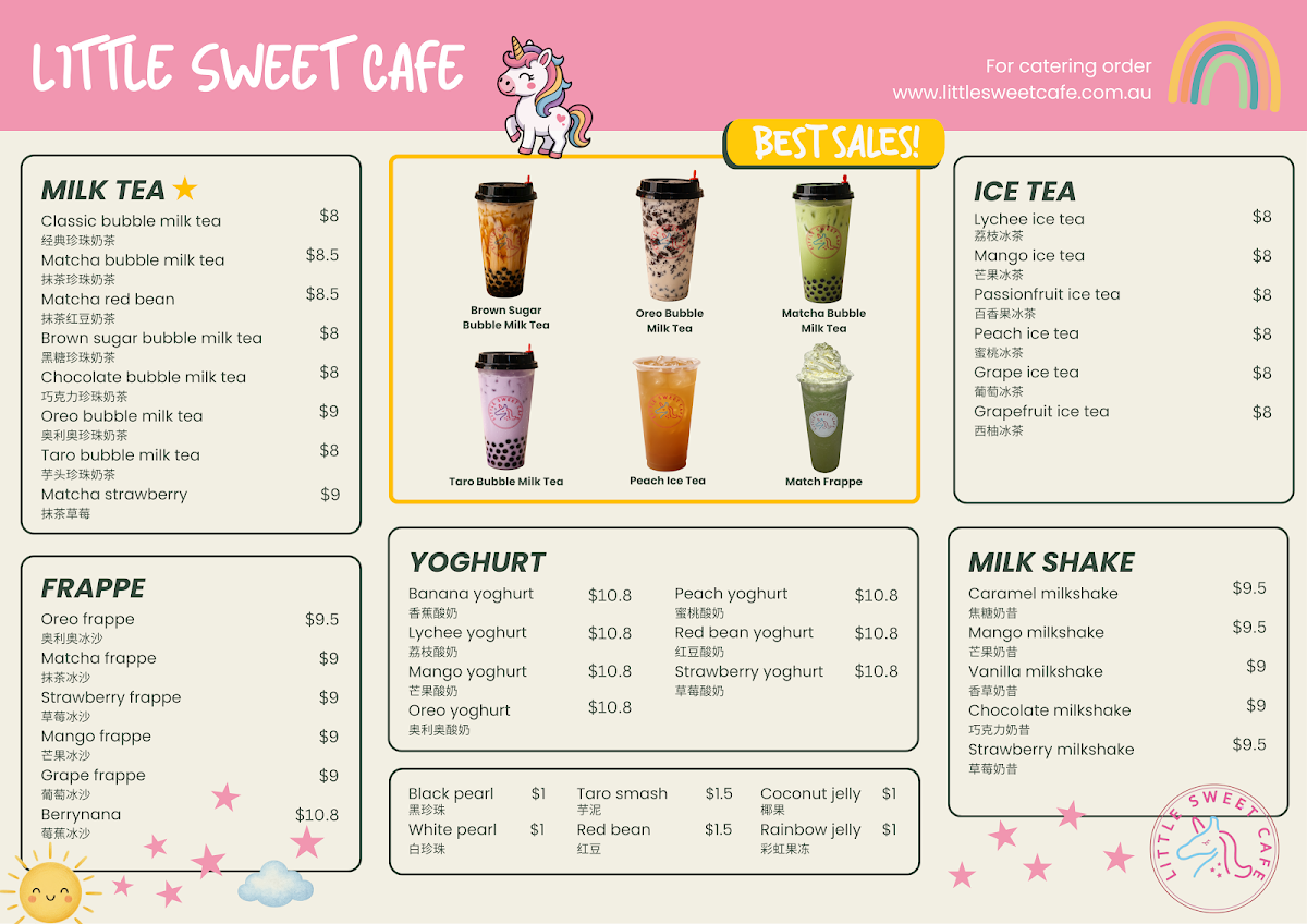 Menu, Little Sweet Cafe & Bubble Waffle