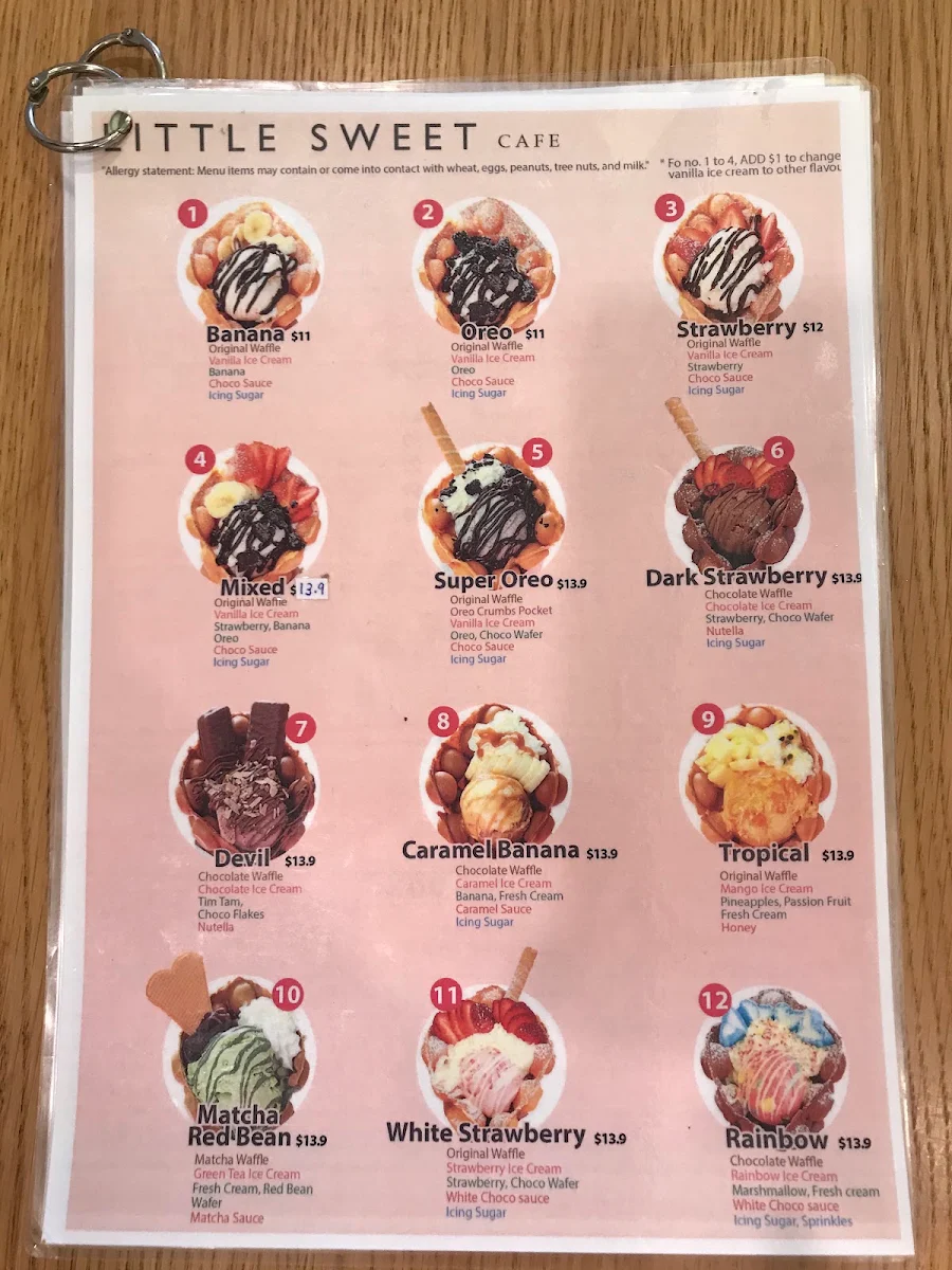Menu, Little Sweet Cafe & Bubble Waffle