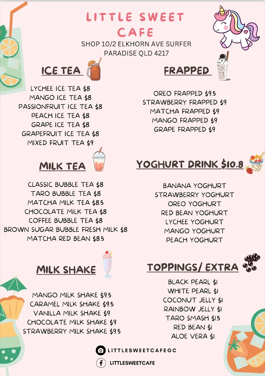 Menu, Little Sweet Cafe & Bubble Waffle