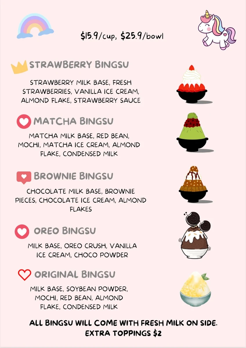 Menu, Little Sweet Cafe & Bubble Waffle