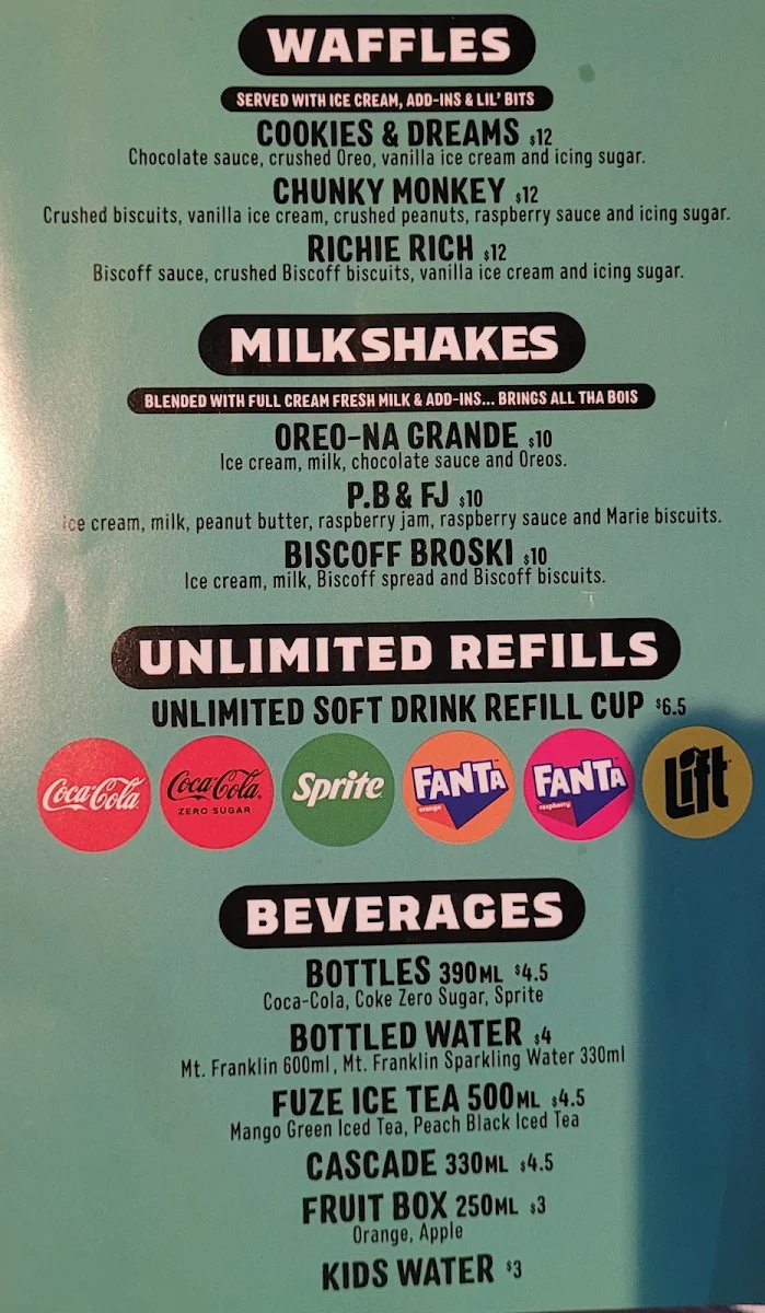 Menu, FAT JAK'S / GET CLUCK'D ALTONA NORTH