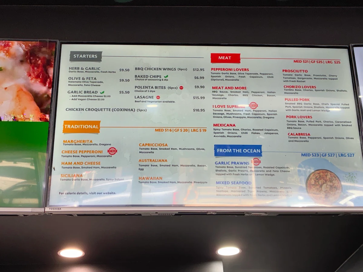 Menu, I Love Pizza Penrith