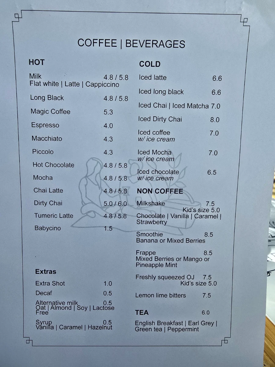 Menu, The Kelsey Cafe