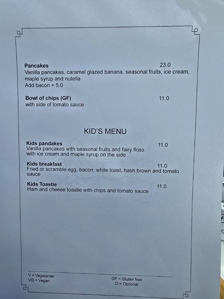 Menu, The Kelsey Cafe