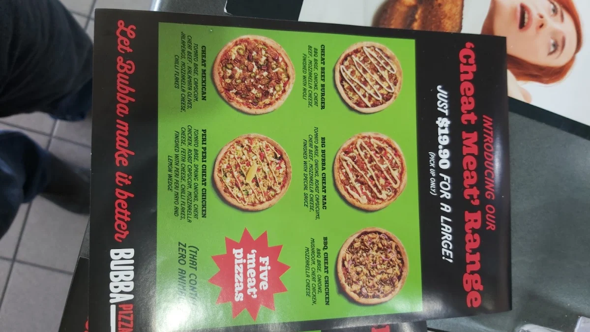 Menu, Bubba Pizza