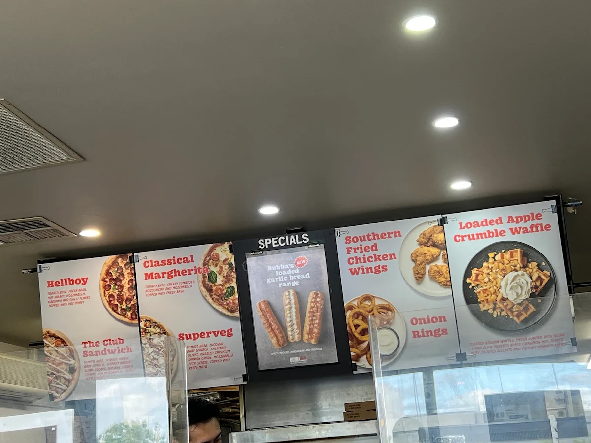 Menu, Bubba Pizza