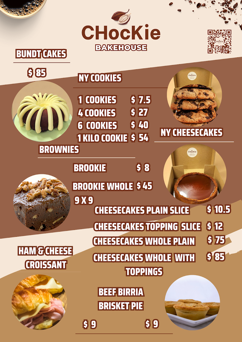 Menu, Chockie Bakehouse