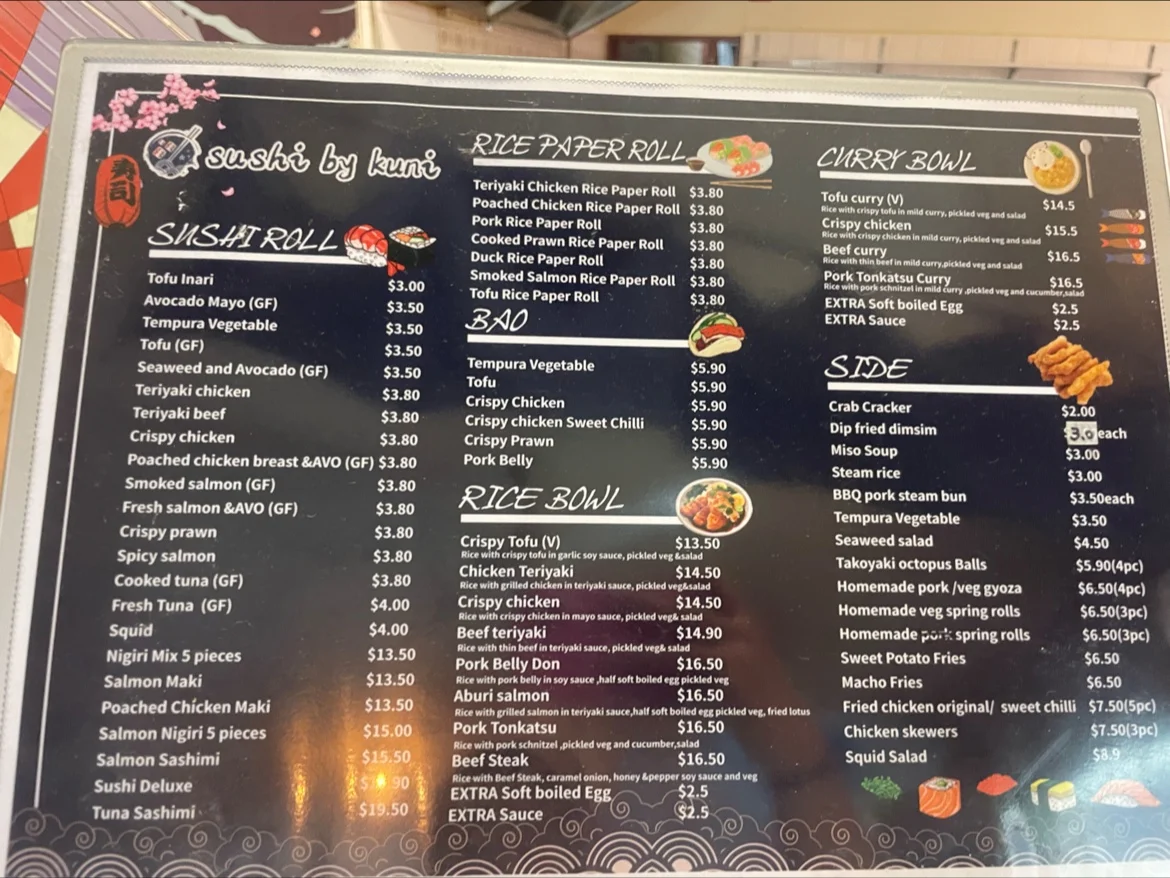 Menu, Sushi by kuni