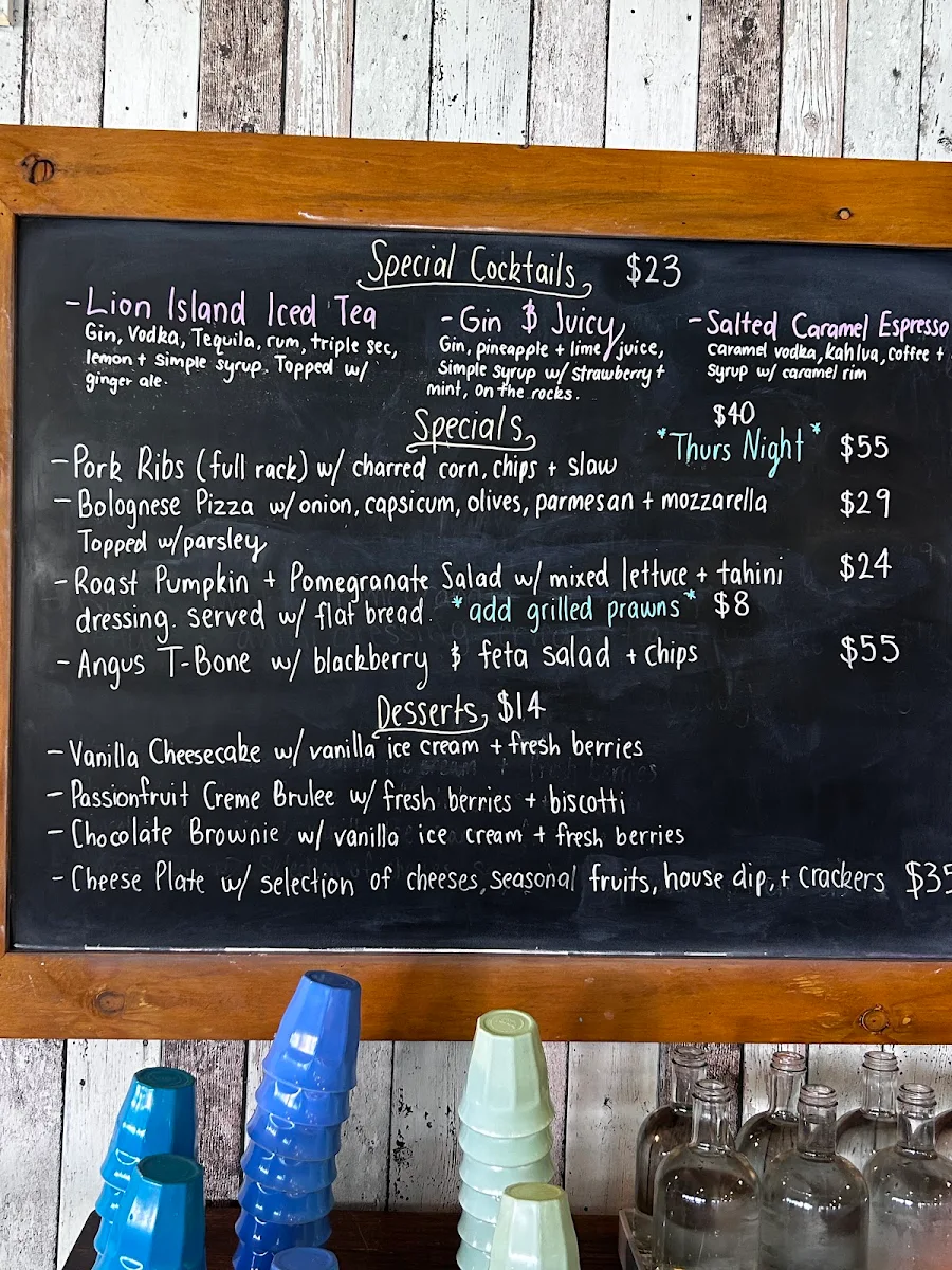 Menu, Margarita Daze