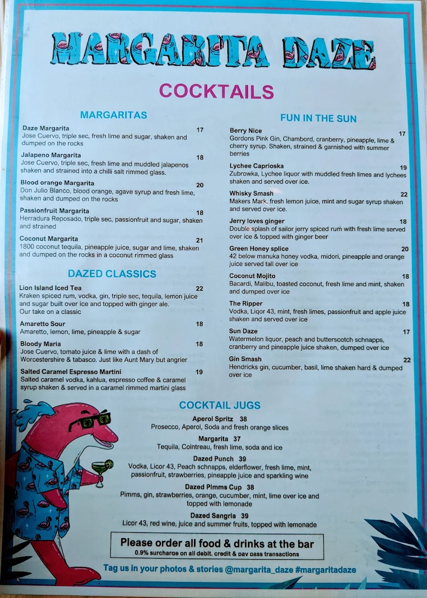 Menu, Margarita Daze