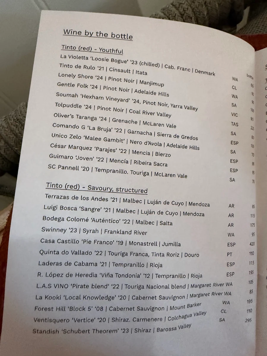 Menu, Indigo Oscar