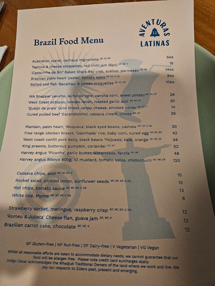 Menu, Indigo Oscar