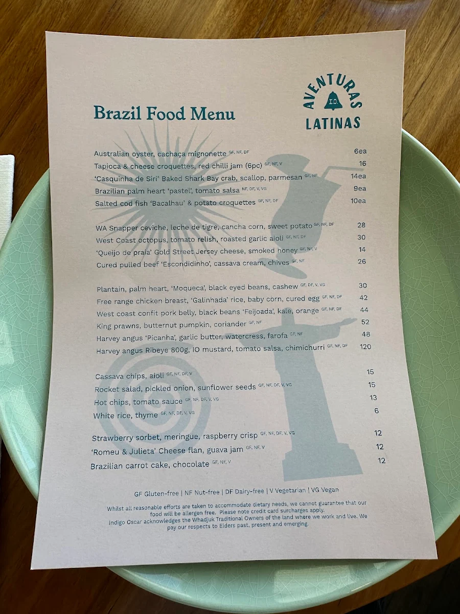 Menu, Indigo Oscar
