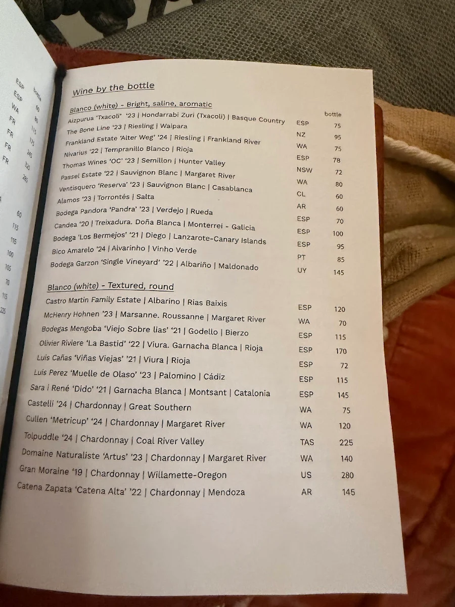 Menu, Indigo Oscar