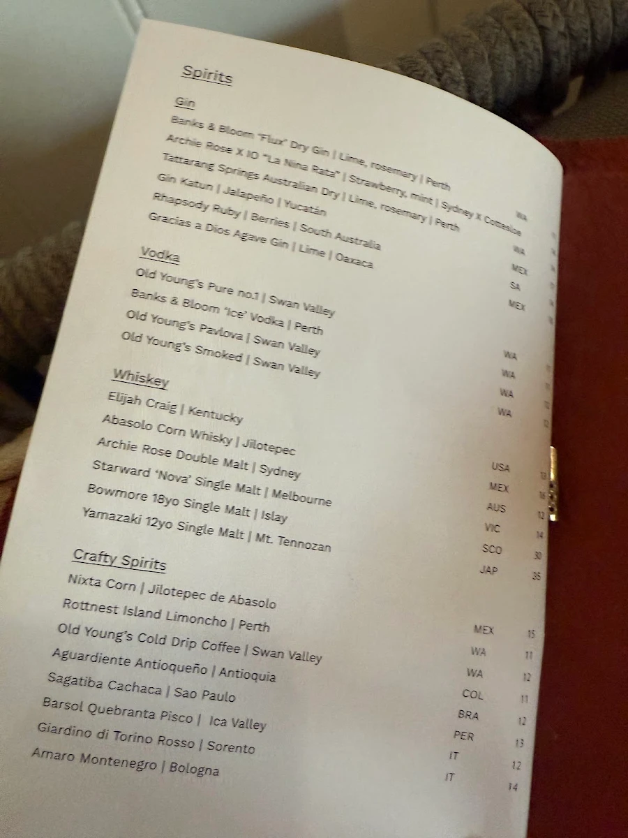 Menu, Indigo Oscar