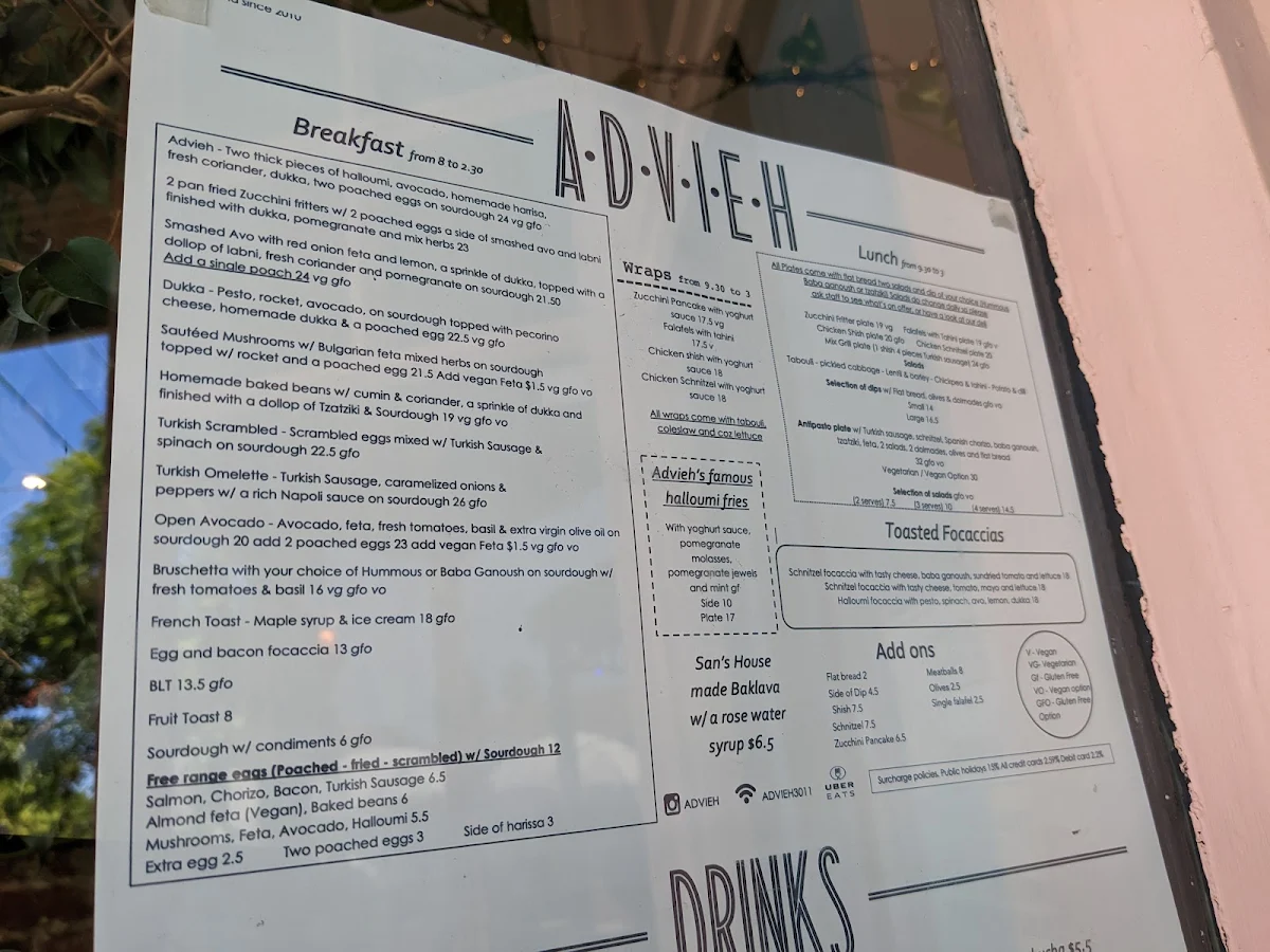 Menu, Advieh