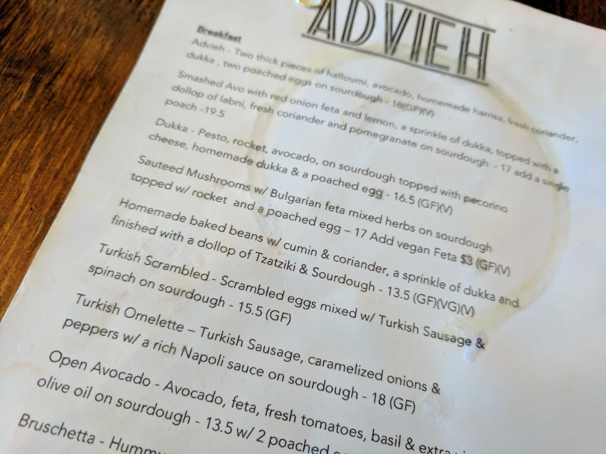 Menu, Advieh