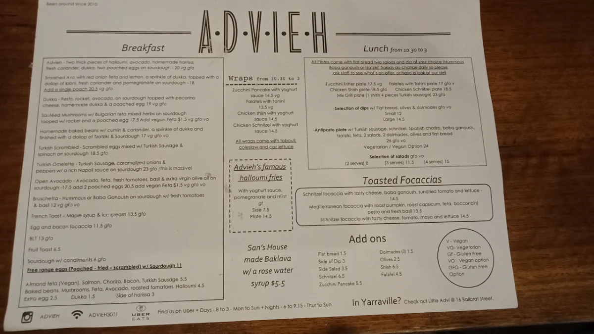 Menu, Advieh