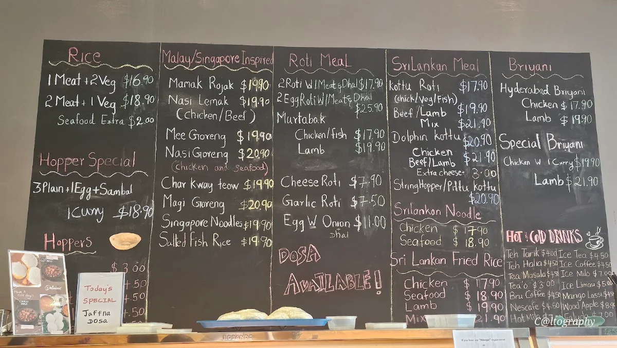 Menu, Corlam Kitchen