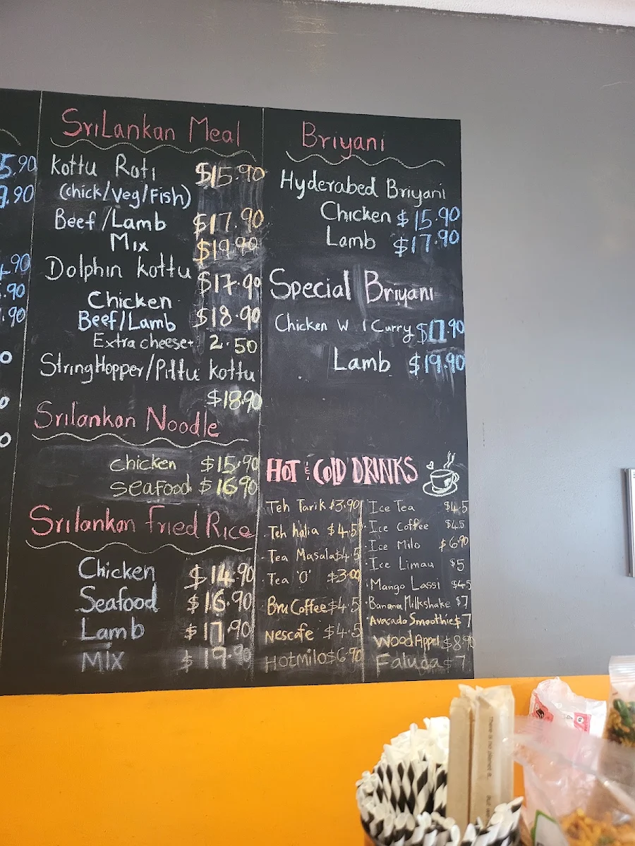 Menu, Corlam Kitchen
